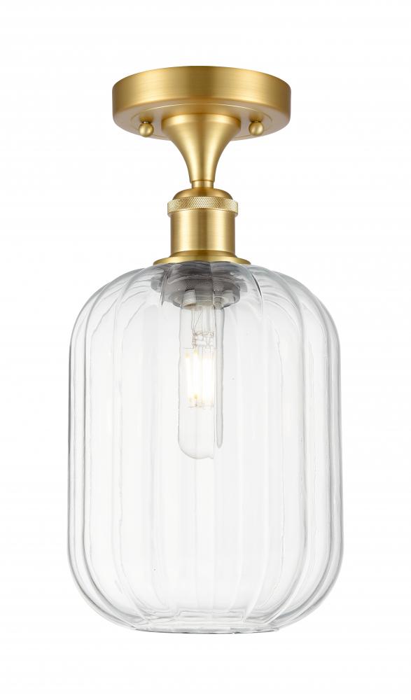 Preston Cylinder - 1 Light - 7 inch - Satin Gold - Semi-Flush Mount