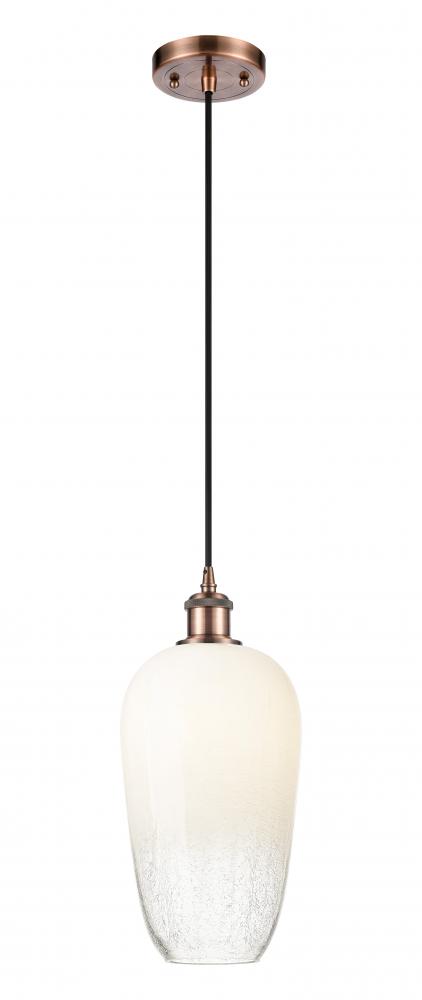 Brookhaven Flute - 1 Light - 7 inch - Antique Copper - Cord hung - Mini Pendant