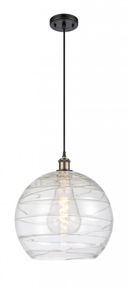 Athens Deco Swirl - 1 Light - 14 inch - Black Antique Brass - Cord hung - Pendant