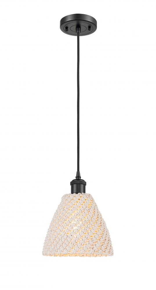 Bristol Natural - 1 Light - 6 inch - Matte Black - Cord hung - Mini Pendant