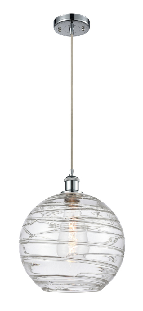 Athens Deco Swirl - 1 Light - 12 inch - Polished Chrome - Cord hung - Mini Pendant