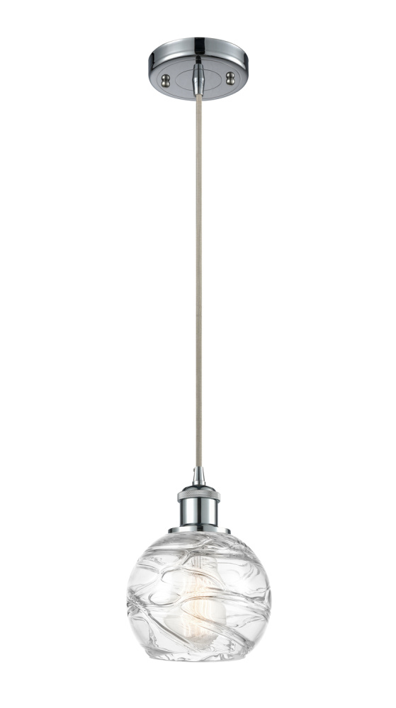Athens Deco Swirl - 1 Light - 6 inch - Polished Chrome - Cord hung - Mini Pendant