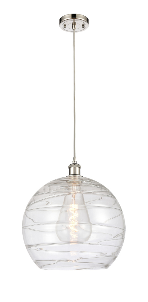Athens Deco Swirl - 1 Light - 14 inch - Polished Nickel - Cord hung - Mini Pendant