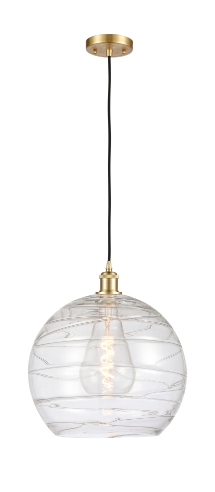 Athens Deco Swirl - 1 Light - 14 inch - Satin Gold - Cord hung - Mini Pendant