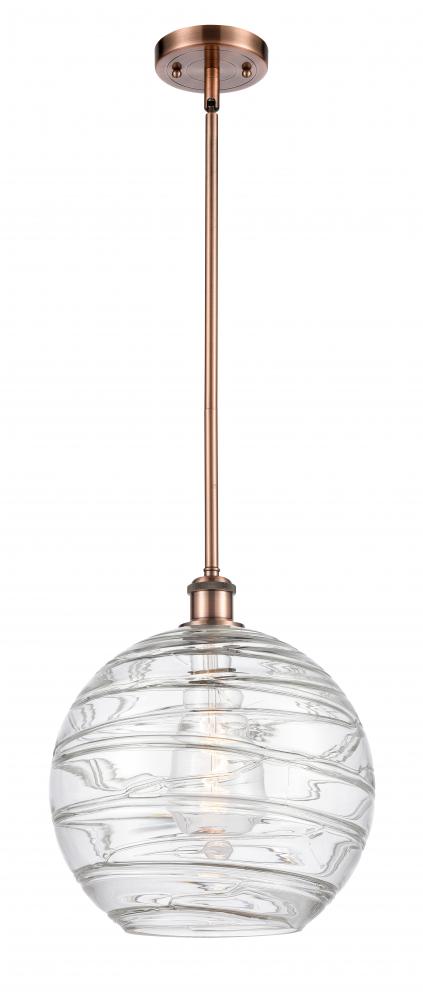 Athens Deco Swirl - 1 Light - 12 inch - Antique Copper - Mini Pendant