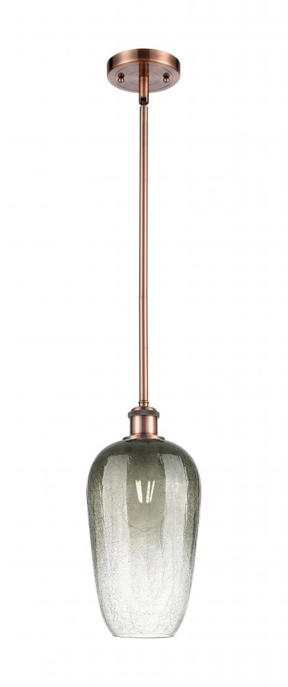 Brookhaven Flute - 1 Light - 7 inch - Antique Copper - Stem hung - Mini Pendant
