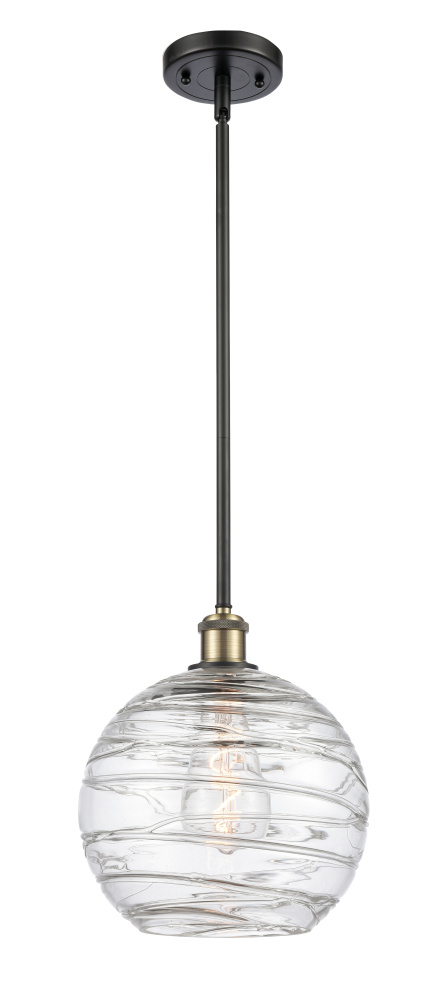 Athens Deco Swirl - 1 Light - 10 inch - Black Antique Brass - Stem hung - Mini Pendant