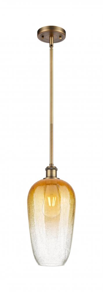 Brookhaven Flute - 1 Light - 7 inch - Brushed Brass - Stem hung - Mini Pendant