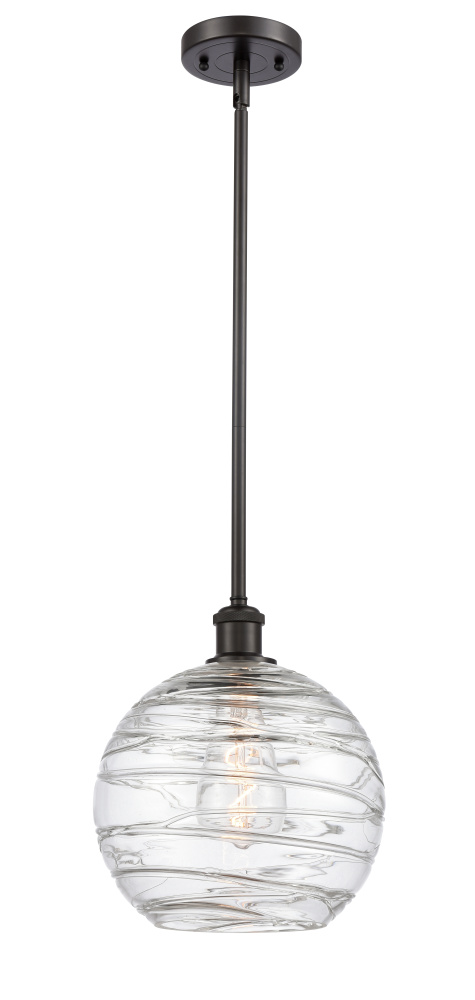 Athens Deco Swirl - 1 Light - 10 inch - Oil Rubbed Bronze - Stem hung - Mini Pendant