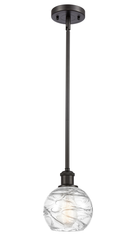 Athens Deco Swirl - 1 Light - 6 inch - Oil Rubbed Bronze - Stem hung - Mini Pendant