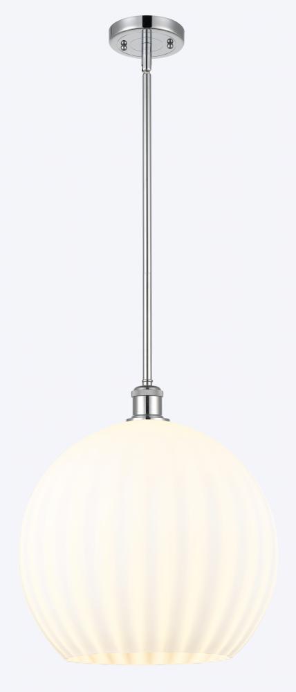 White Venetian - 1 Light - 14 inch - Polished Chrome - Pendant