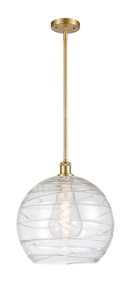 Athens Deco Swirl - 1 Light - 14 inch - Satin Gold - Stem hung - Mini Pendant