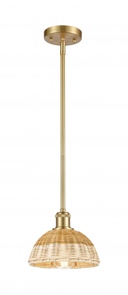Bristol Natural II - 1 Light - 8 inch - Satin Gold - Stem hung - Mini Pendant