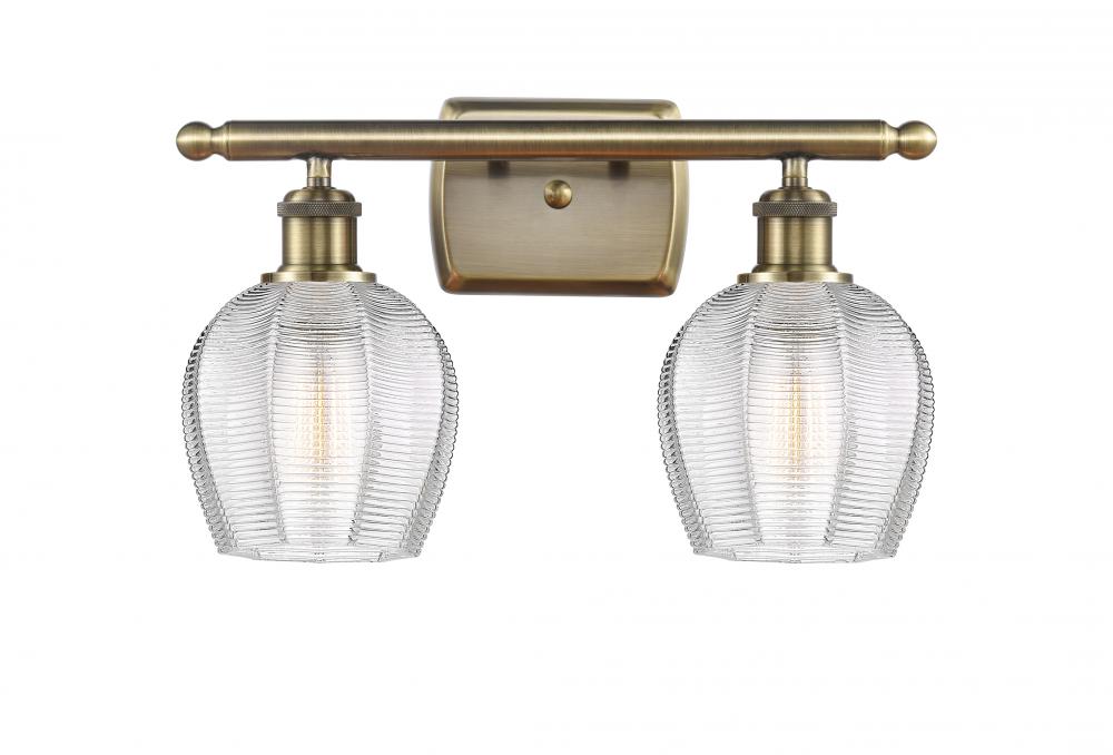 Norfolk - 2 Light - 16 inch - Antique Brass - Bath Vanity Light