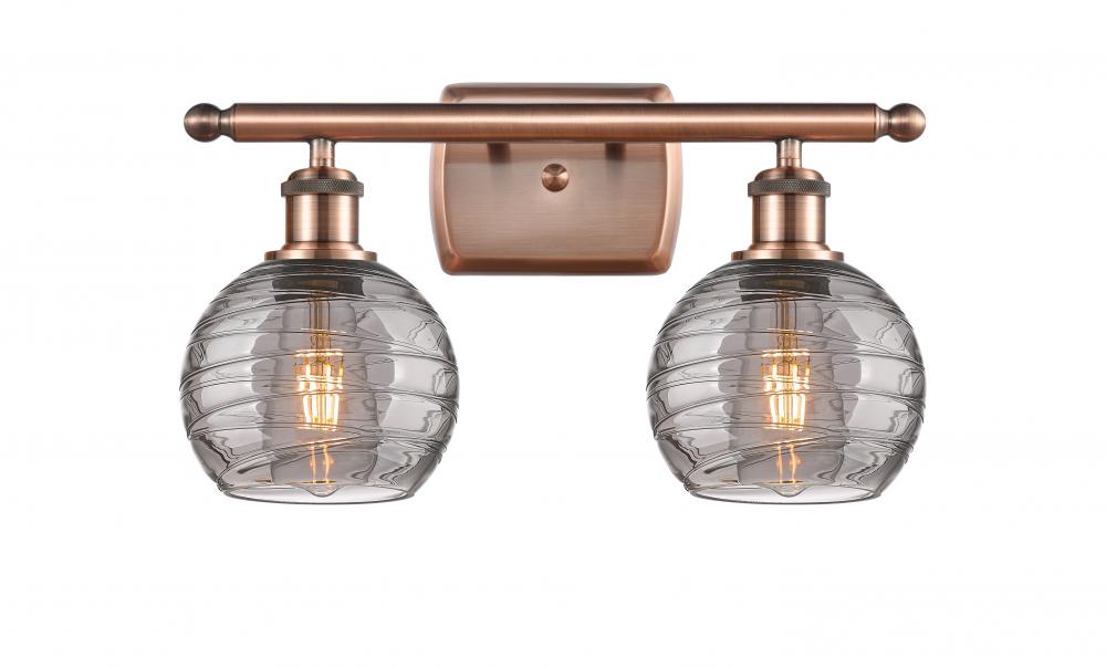 Athens Deco Swirl - 2 Light - 16 inch - Antique Copper - Bath Vanity Light
