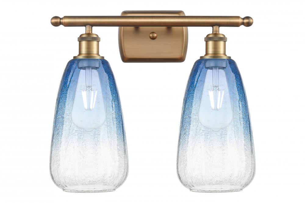 Brookhaven Almond - 2 Light - 16 inch - Brushed Brass - Bath Vanity Light
