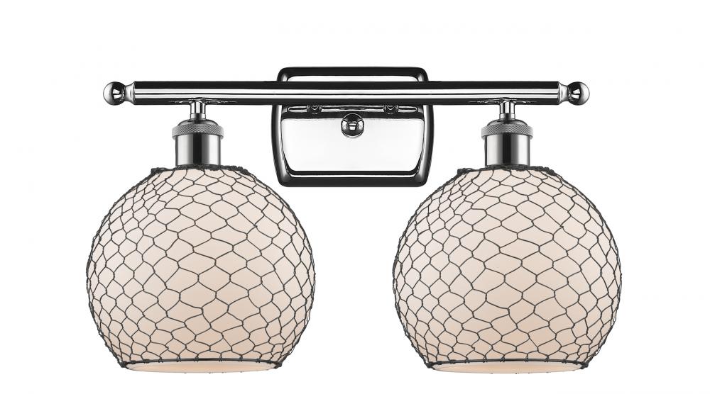 Farmhouse Chicken Wire - 2 Light - 18 inch - Polished Chrome - Bath Vanity Light