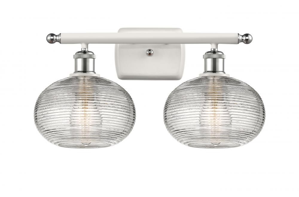 Ithaca - 2 Light - 18 inch - White Polished Chrome - Bath Vanity Light