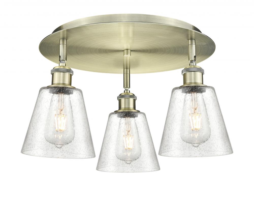 Caton - 3 Light - 17 inch - Antique Brass - Semi-Flush Mount