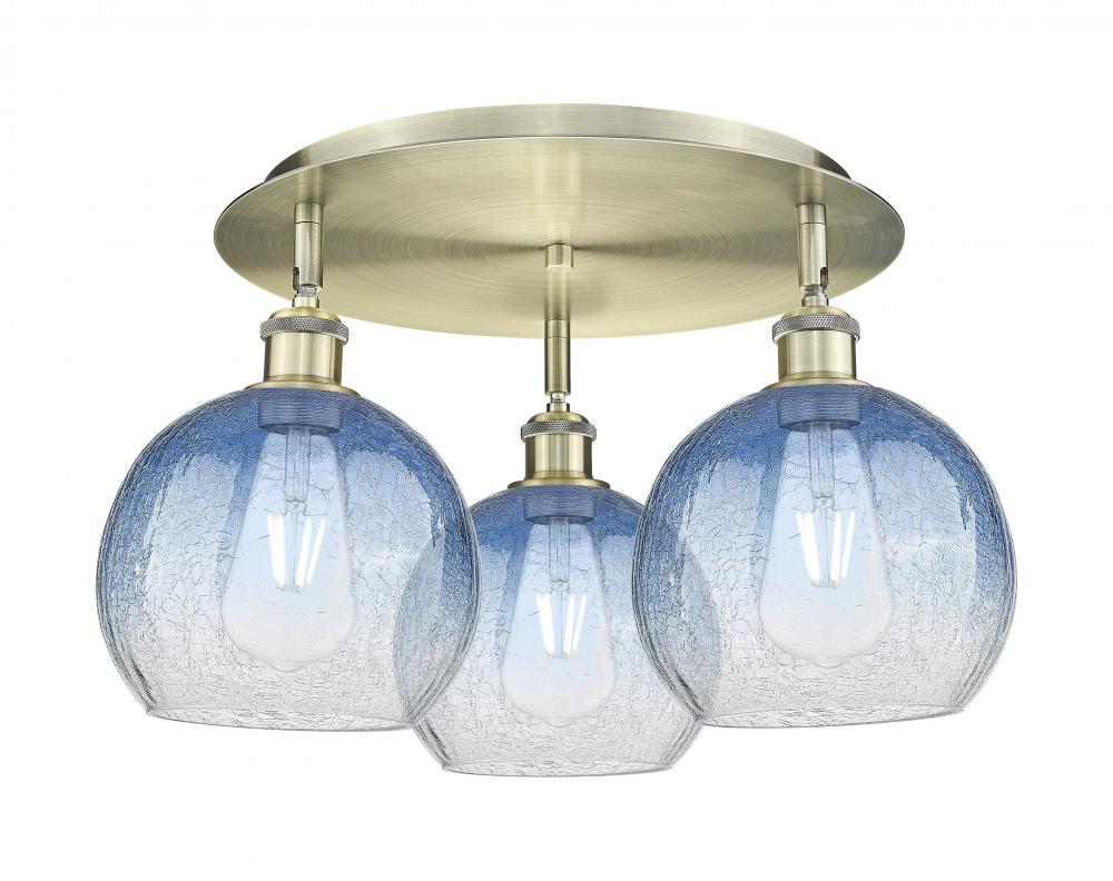 Brookhaven Globe - 3 Light - 20 inch - Antique Brass - Semi-Flush Mount