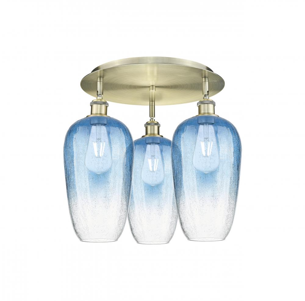 Brookhaven Flute - 3 Light - 19 inch - Antique Brass - Semi-Flush Mount