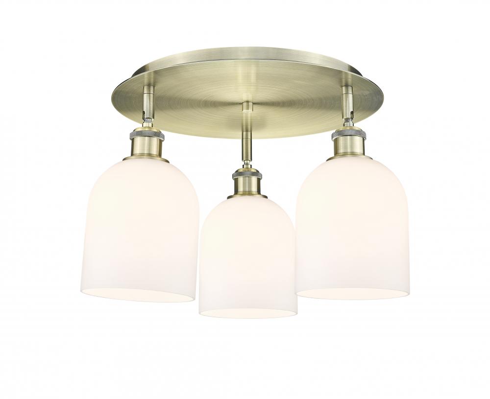 Bella - 3 Light - 17 inch - Antique Brass - Semi-Flush Mount