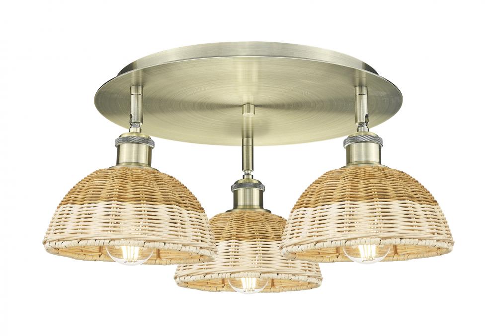Bristol Natural II - 3 Light - 19 inch - Antique Brass - Semi-Flush Mount