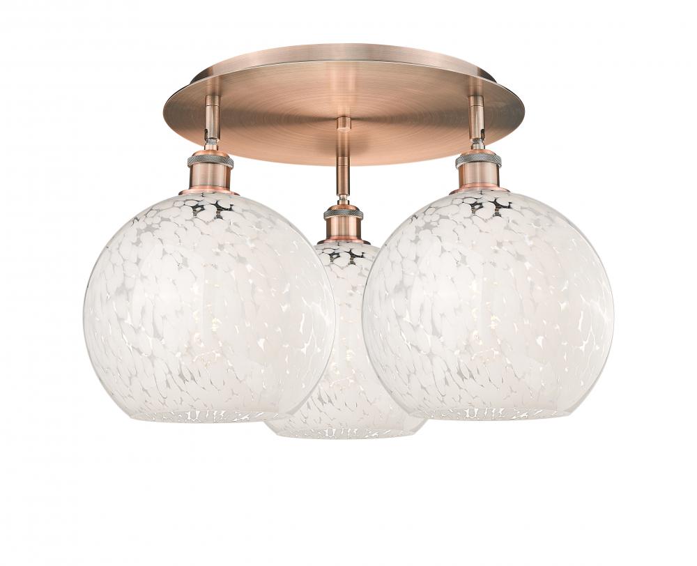 White Mouchette - 3 Light - 22 inch - Antique Copper - Semi-Flush Mount