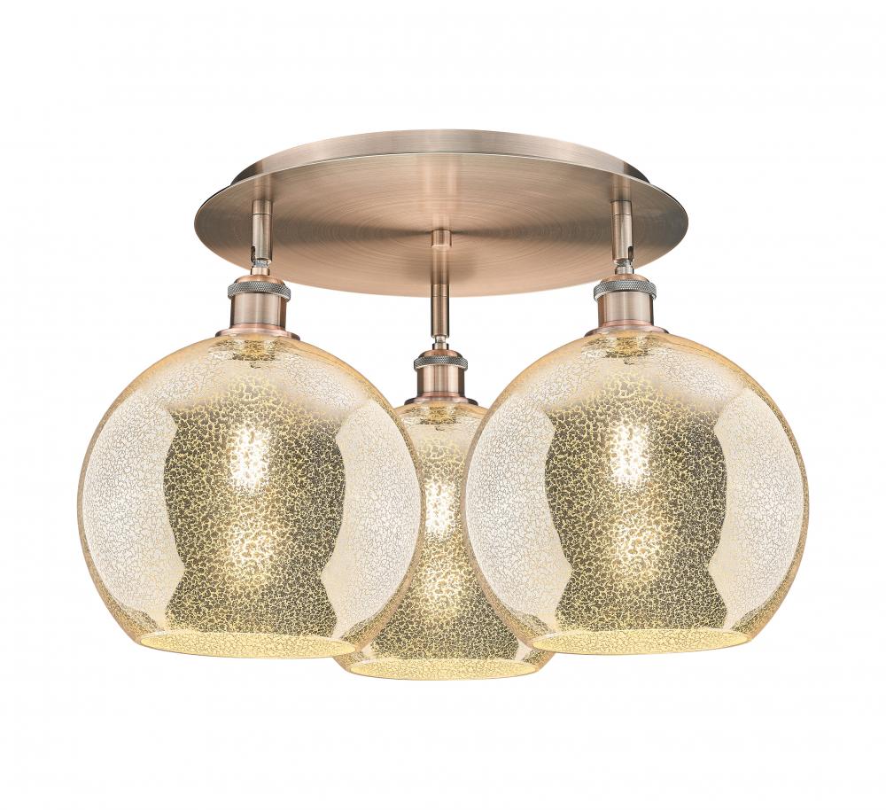 Athens - 3 Light - 22 inch - Antique Copper - Semi-Flush Mount