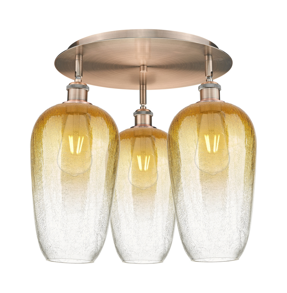 Brookhaven Flute - 3 Light - 19 inch - Antique Copper - Semi-Flush Mount