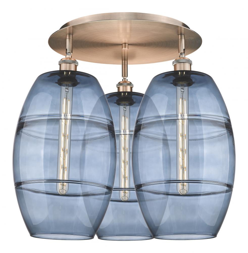 Vaz - 3 Light - 22 inch - Antique Copper - Semi-Flush Mount