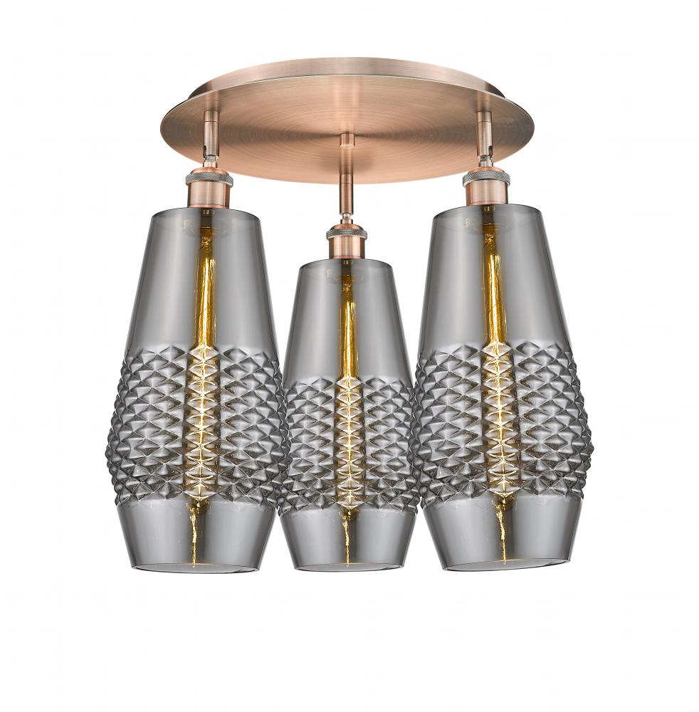 Windham - 3 Light - 19 inch - Antique Copper - Flush Mount