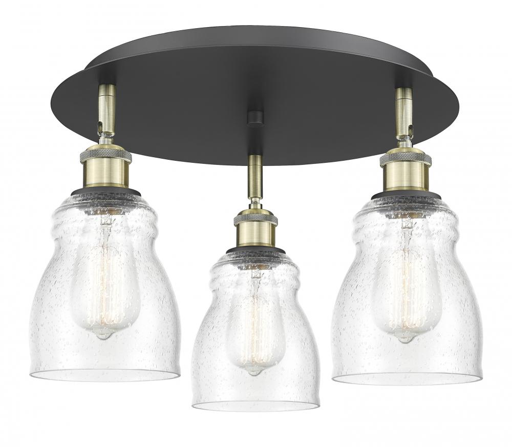 Ellery - 3 Light - 17 inch - Black Antique Brass - Flush Mount