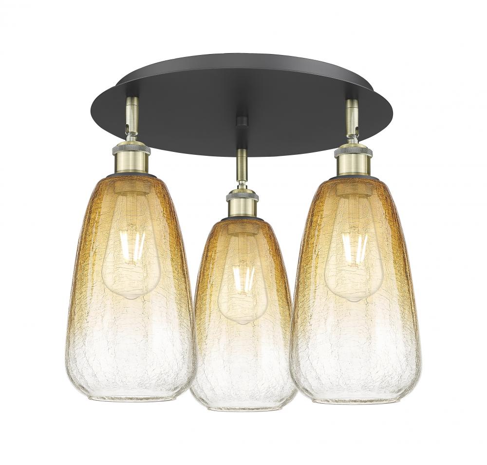 Brookhaven Almond - 3 Light - 18 inch - Black Antique Brass - Semi-Flush Mount
