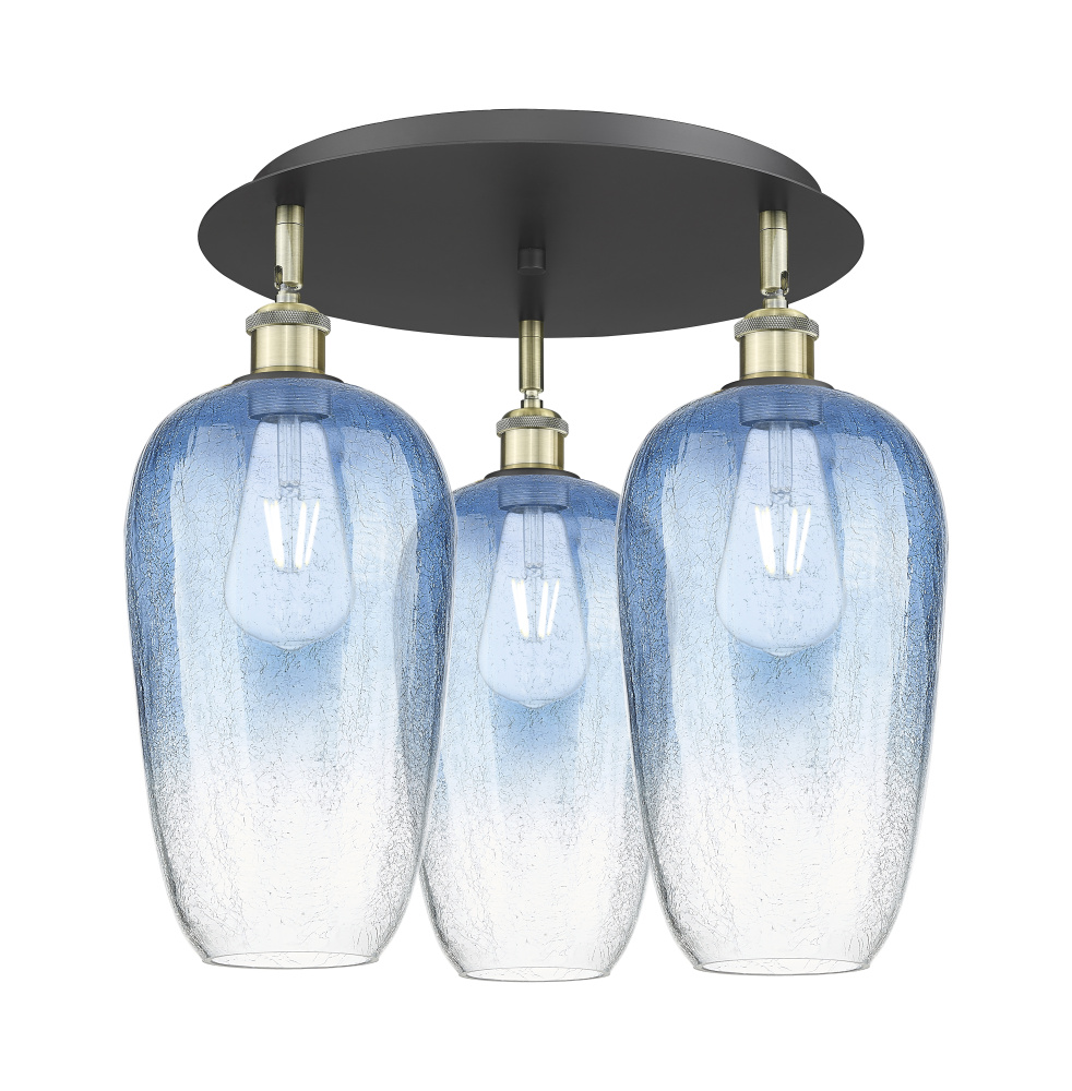 Brookhaven Flute - 3 Light - 19 inch - Black Antique Brass - Semi-Flush Mount