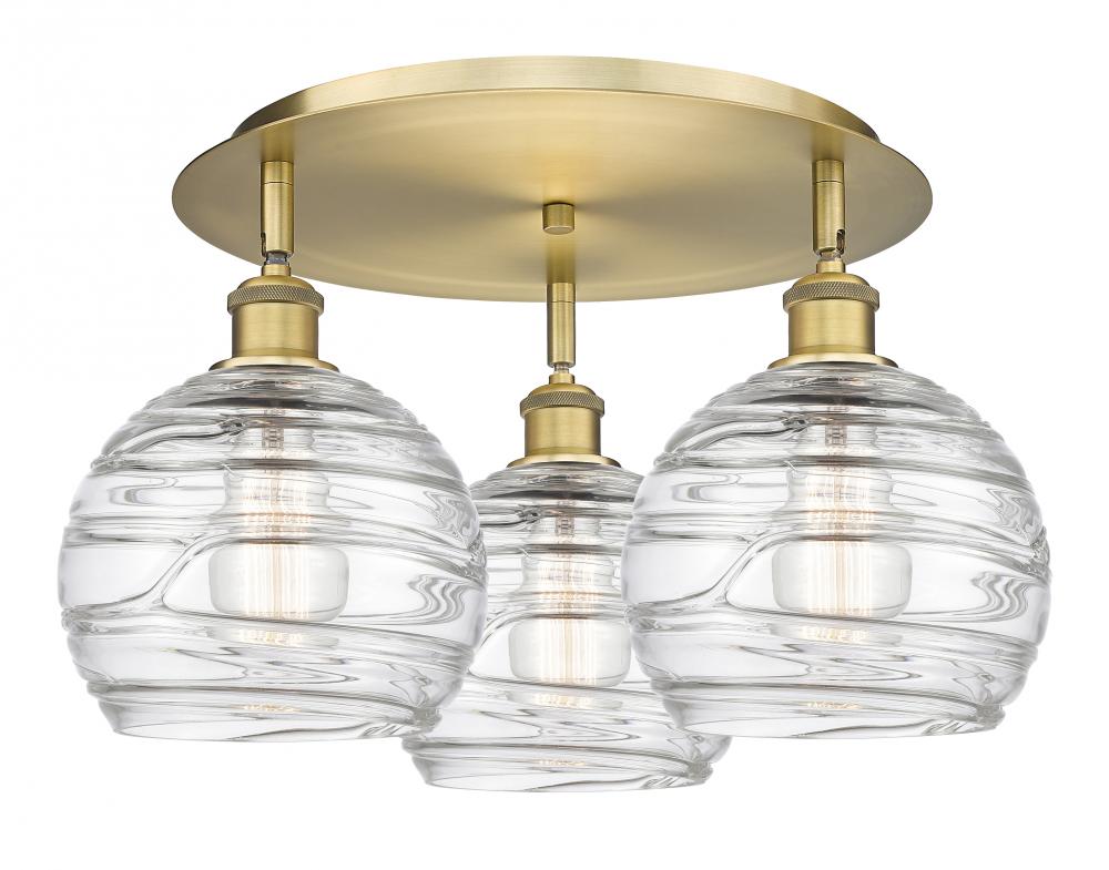 Athens Deco Swirl - 3 Light - 20 inch - Brushed Brass - Flush Mount