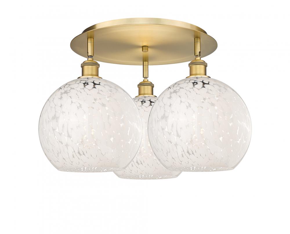 White Mouchette - 3 Light - 22 inch - Brushed Brass - Semi-Flush Mount