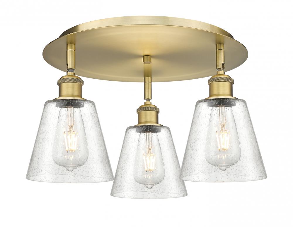 Caton - 3 Light - 17 inch - Brushed Brass - Semi-Flush Mount