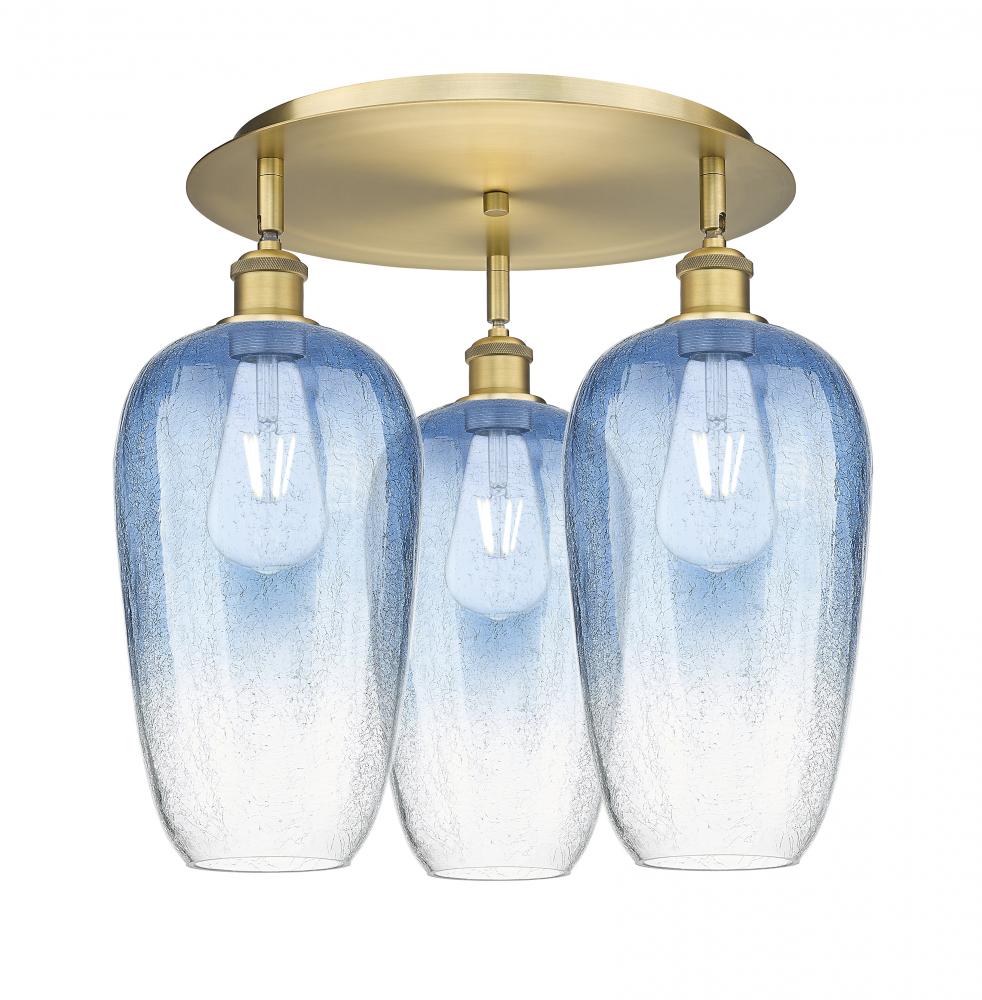 Brookhaven Flute - 3 Light - 19 inch - Brushed Brass - Semi-Flush Mount