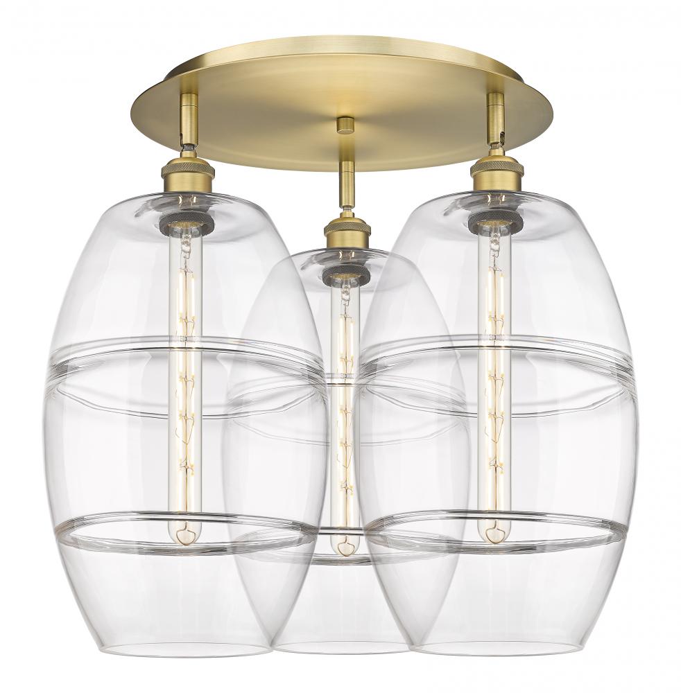 Vaz - 3 Light - 22 inch - Brushed Brass - Semi-Flush Mount
