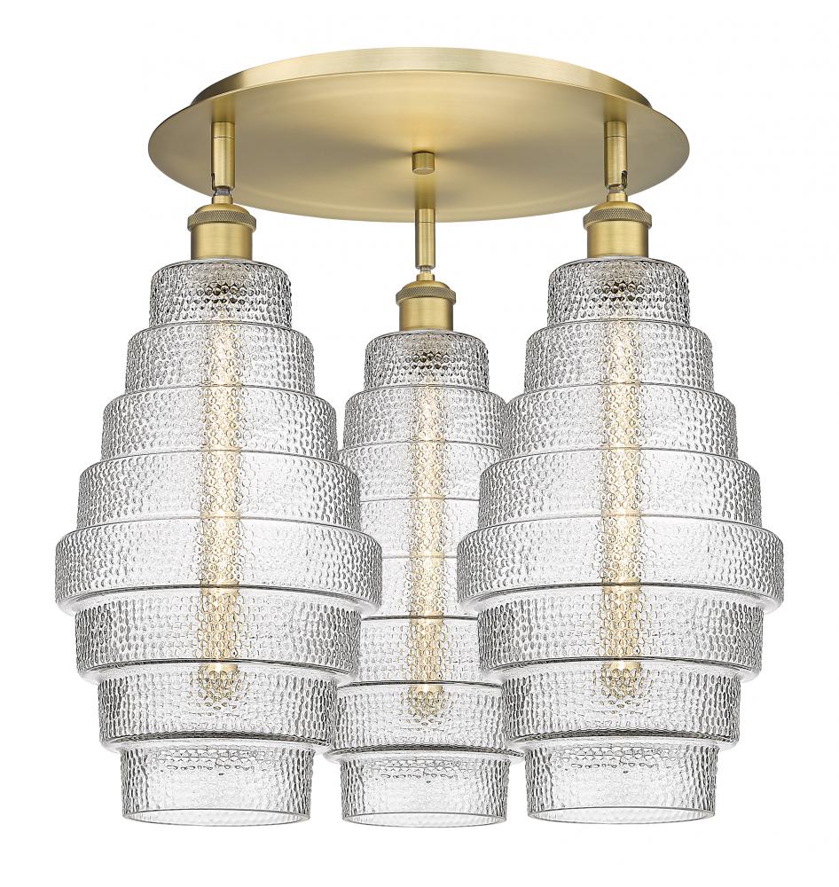 Cascade - 3 Light - 20 inch - Brushed Brass - Flush Mount