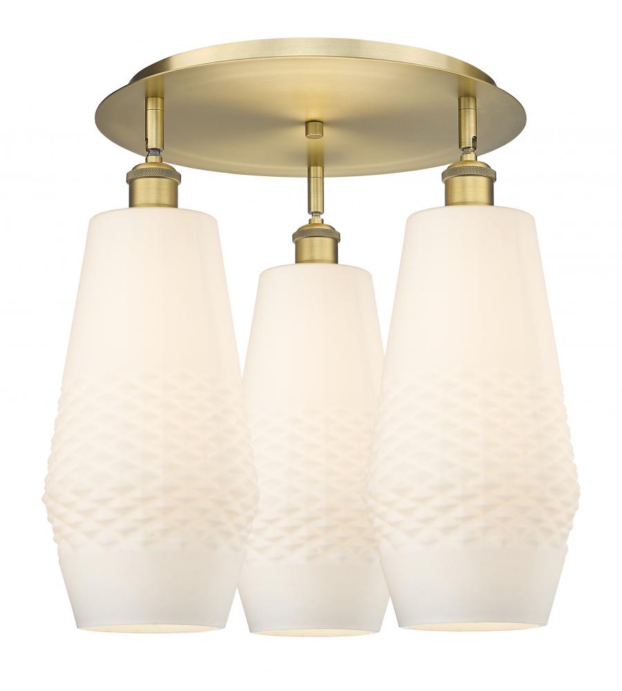 Windham - 3 Light - 19 inch - Brushed Brass - Flush Mount