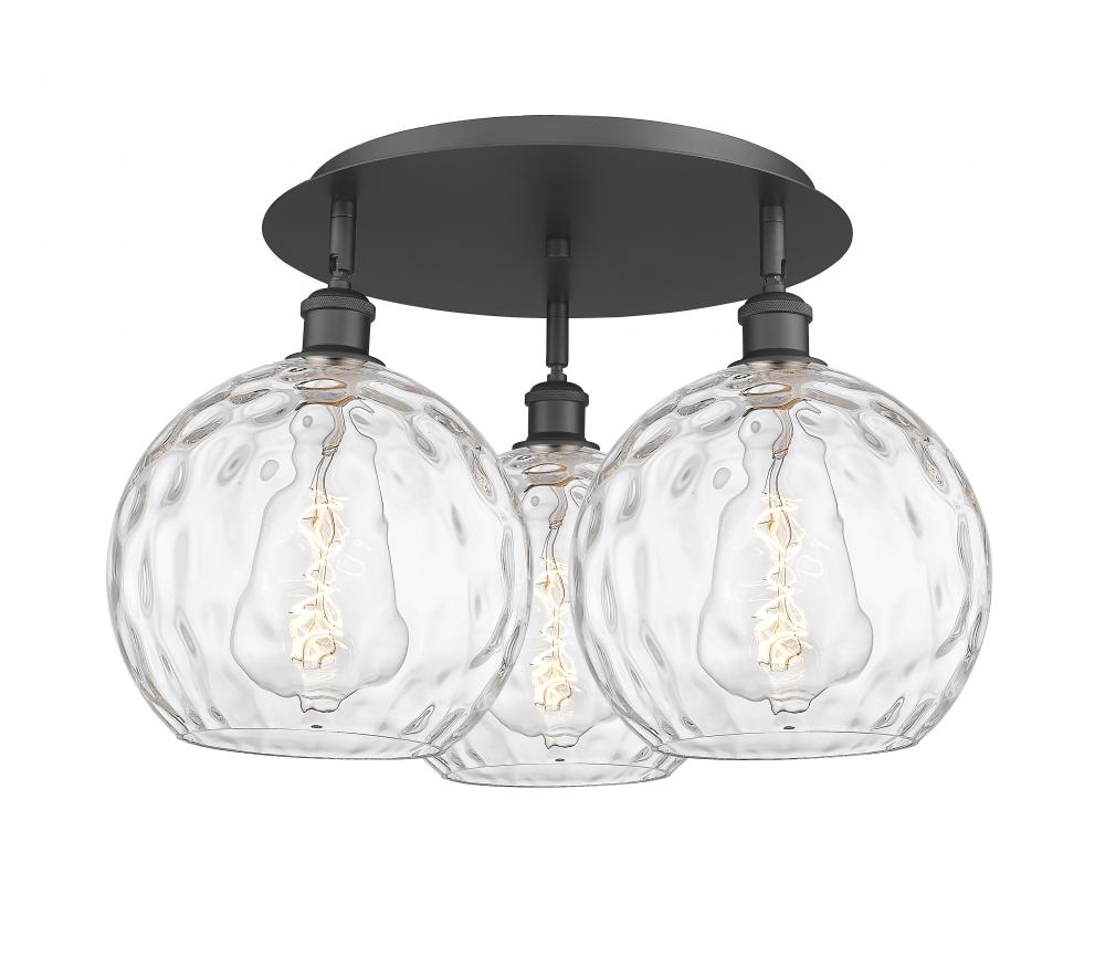 Athens Water Glass - 3 Light - 22 inch - Matte Black - Semi-Flush Mount