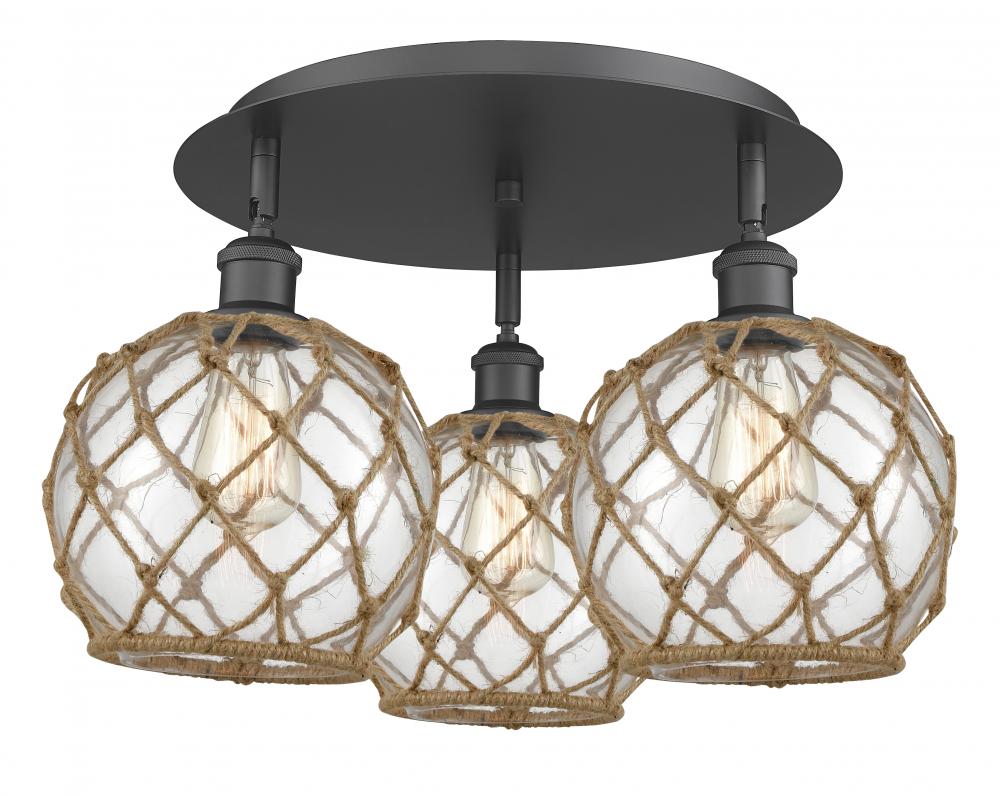Farmhouse Rope - 3 Light - 20 inch - Matte Black - Semi-Flush Mount