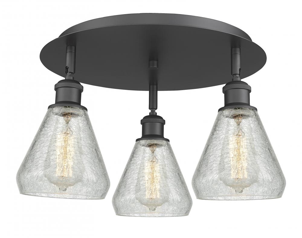 Conesus - 3 Light - 18 inch - Matte Black - Semi-Flush Mount