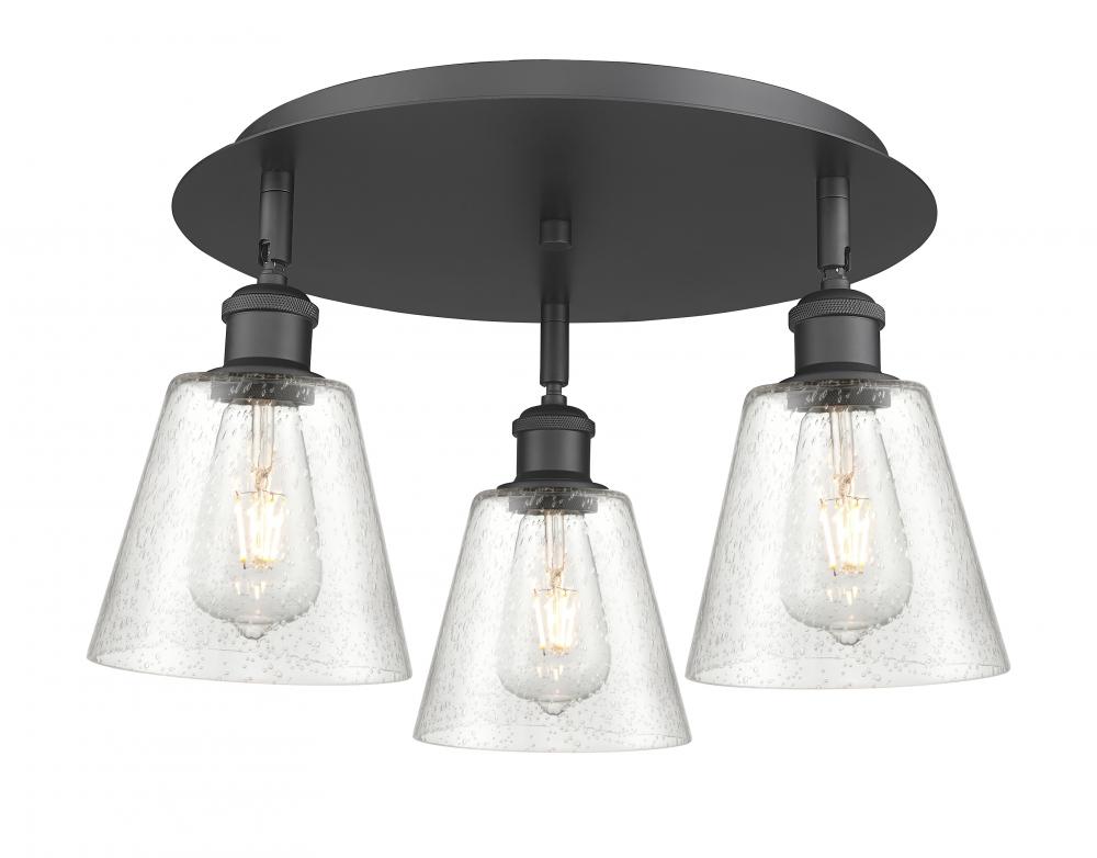 Caton - 3 Light - 17 inch - Matte Black - Semi-Flush Mount