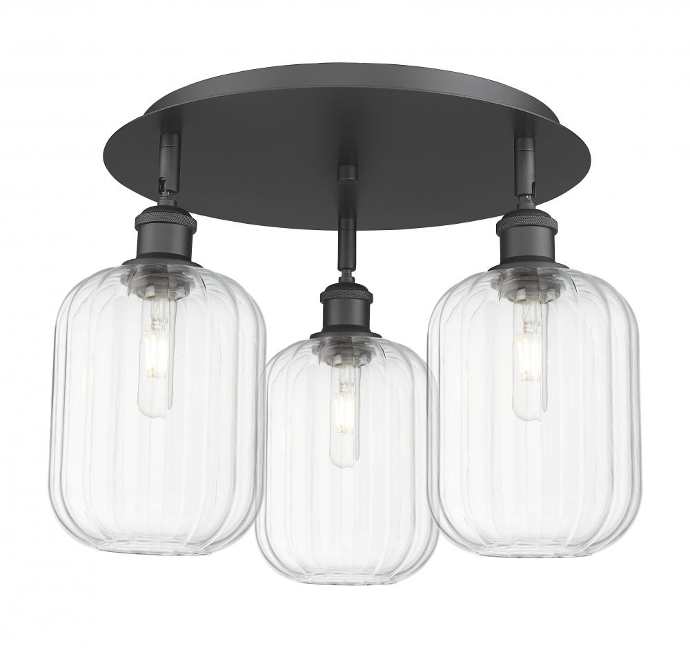 Preston Cylinder - 3 Light - 19 inch - Matte Black - Semi-Flush Mount