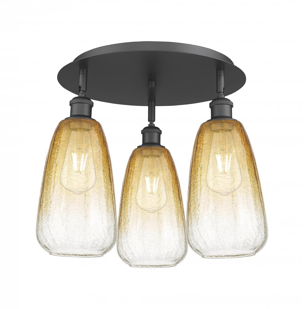 Brookhaven Almond - 3 Light - 18 inch - Matte Black - Semi-Flush Mount