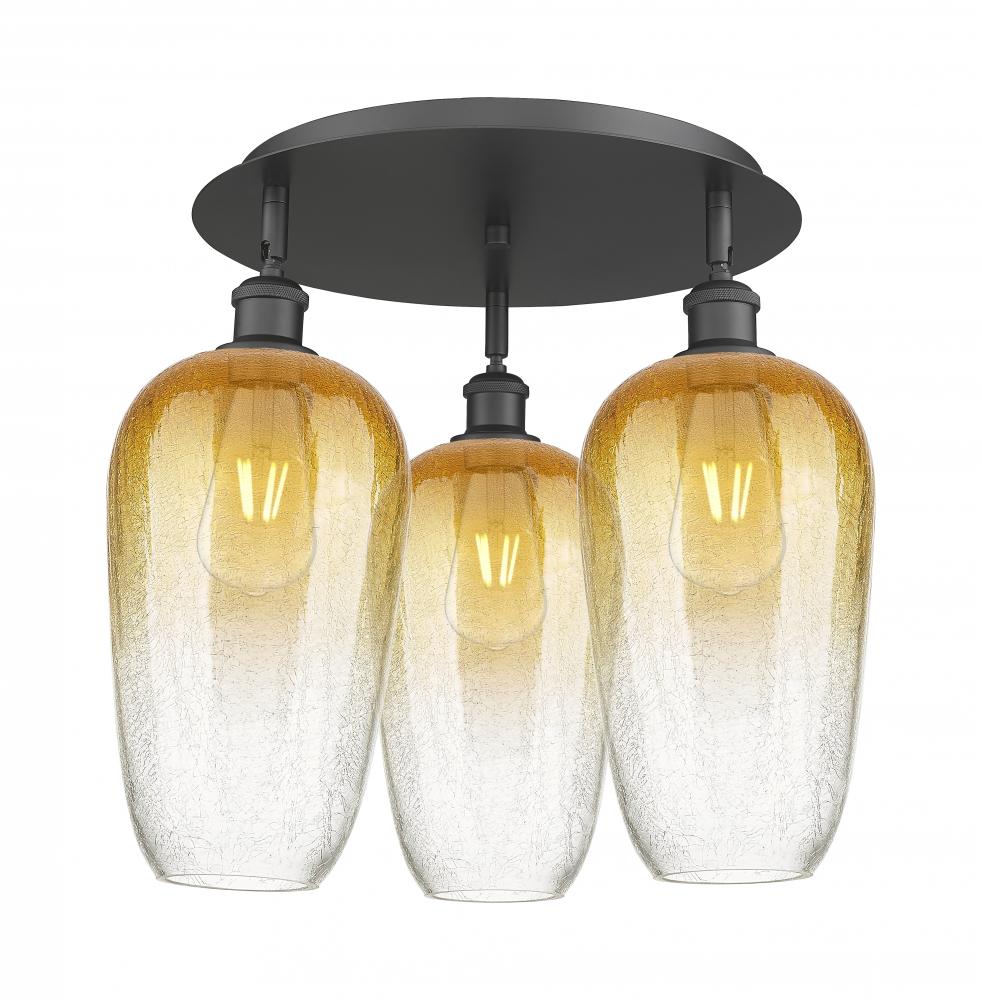 Brookhaven Flute - 3 Light - 19 inch - Matte Black - Semi-Flush Mount