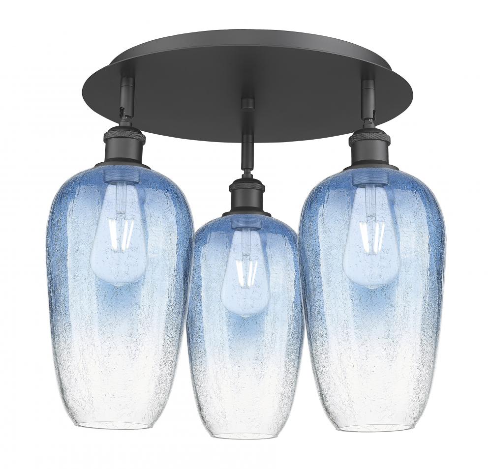 Brookhaven Flute - 3 Light - 19 inch - Matte Black - Semi-Flush Mount